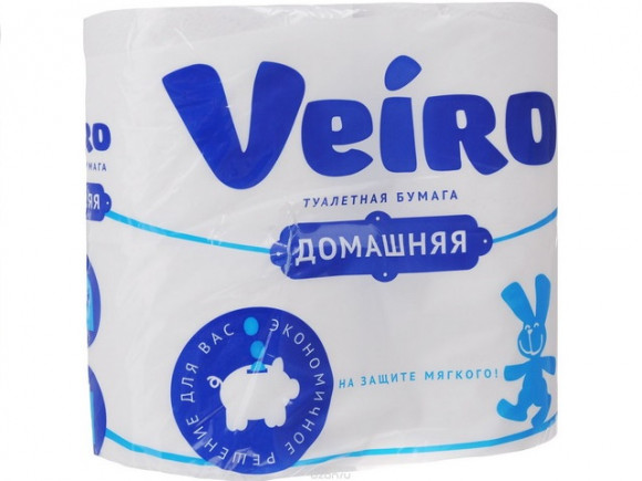 Туалетная бумага "Veiro Домашняя" белая 12 рулонов 