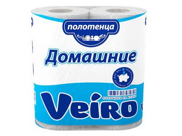Полотенца бумажные Veiro Домашние 2-слойные белые 2 рулона