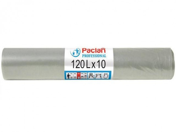 Мешки для мусора 120л (10шт) Paclan Professional 70х110см ПВД (25мкм), прозрачные (402208)