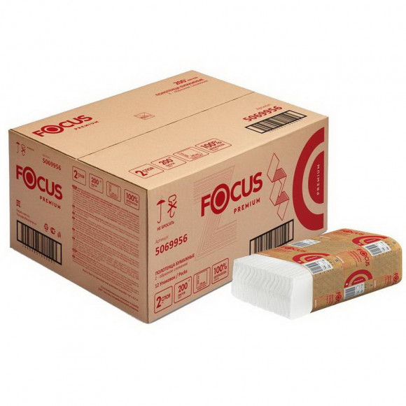 Полотенца листовые Focus Premium (5069956) Z-сложения, 2-слойные, 200 листов