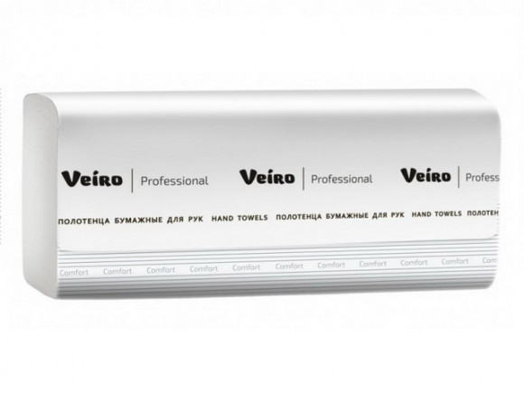 Полотенца листовые Veiro Professional Comfort(KV205)V-слож., 2-сл., 21х21,6см, 200л  