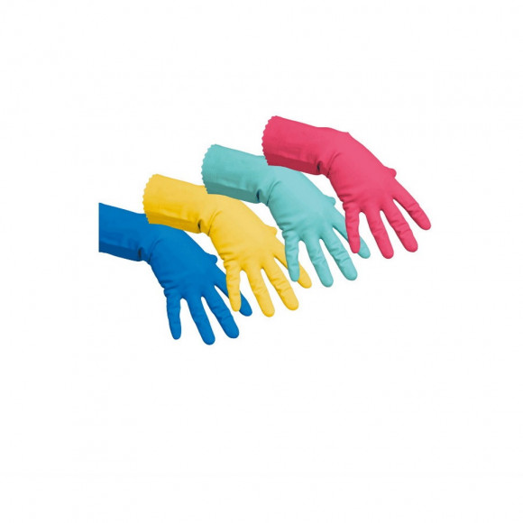 Перчатки резиновые Vileda Professional многоцелевые с х/б напылением голубые, размер 8, M (100753) 