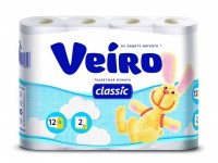 Туалетная бумага "Veiro Classic" белая 12 рулонов 