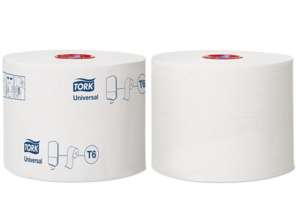 Туалетная бумага TORK Mid-size Universal(127540) в миди рулонах 1-сл., 135мx9,9см, Т6