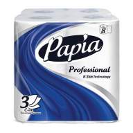 Туалетная бумага Papia Professional 3-слойная, 16,8 м, 140 листов, белая 8 рулонов 
