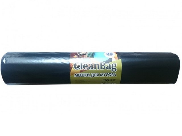 Мешки для мусора 200л (25шт) КБ CleanBag 90х130см ПВД (45мкм), чёрные (1084)   